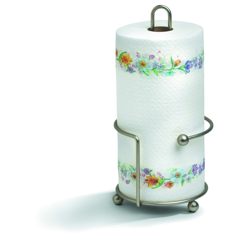 Satin Nickel Freestanding Paper Towel Holder with Loop Handle