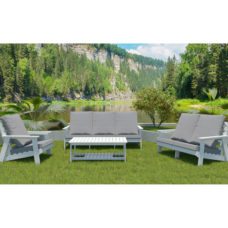 Hanches avec grain de bois nécessitant peu d'entretien, coussin de siège de jardin blanc, bord de piscine, blanc / gris, coussins de teinture