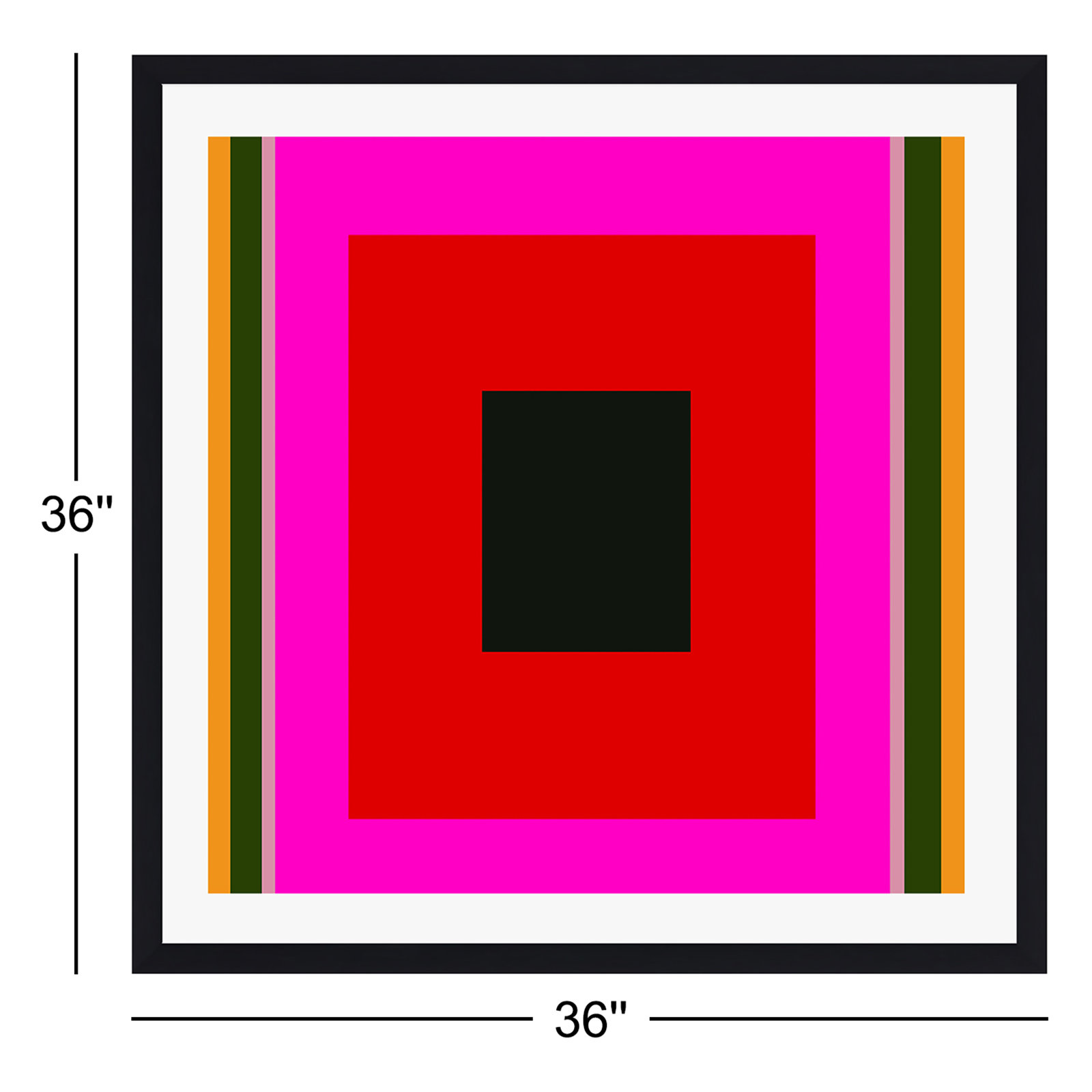 Burst Alternatively Modern Color Field by Marin Vaan Zaal, Black Single Picture Framed, Yes, 36" H x 36" W x 2" D