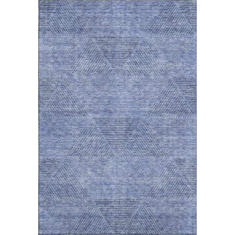 Premium Machine Washable Prisco Blue Rug, Rectangle 9' x 12'