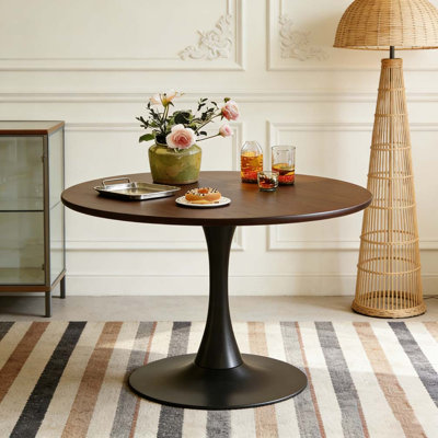 Table de salle à manger moderne, plateau en panneau de fibres à densité moyenne et table de cuisine ronde en tulipe