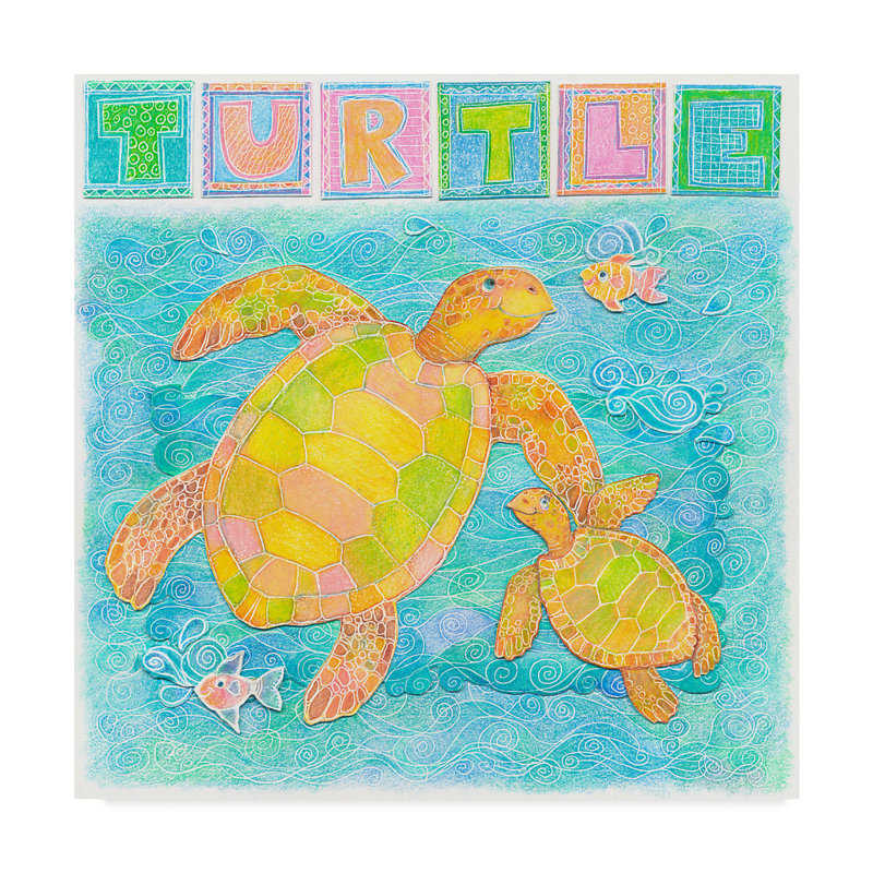 « turtle ludique », art sur toile, H 24 po x l 24 po x P 2 po