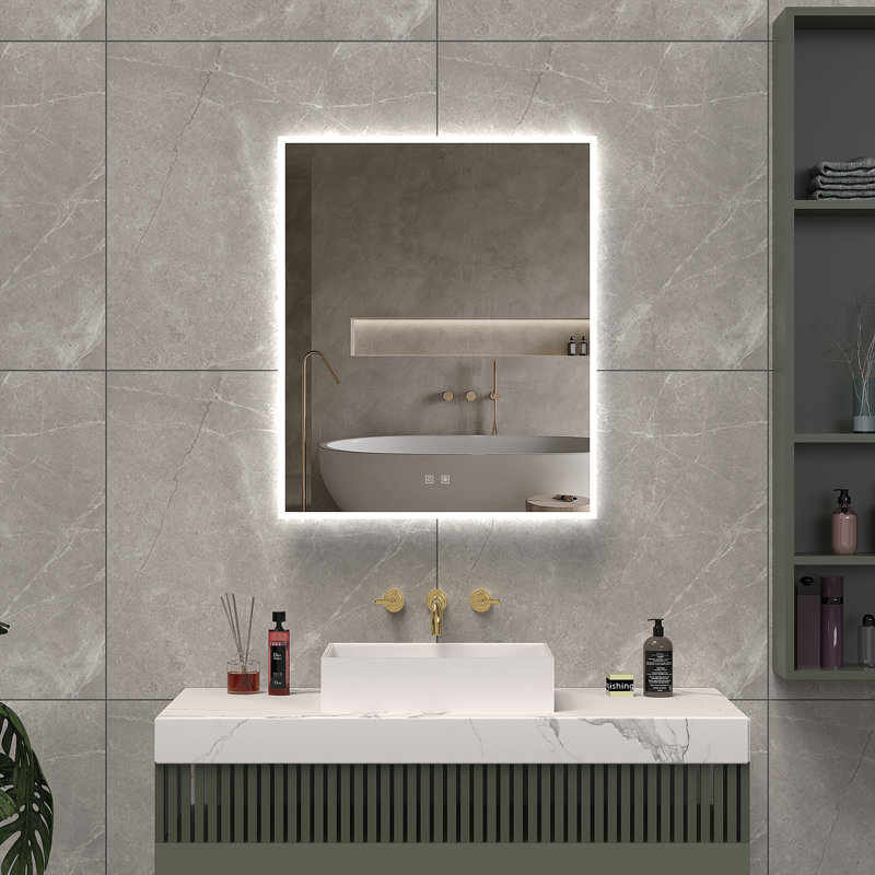 Camden 36" x 36" Square LED Wall Mounted Mirror With Defogger, Adjustable Temperature, Brightness, and Memory Settings