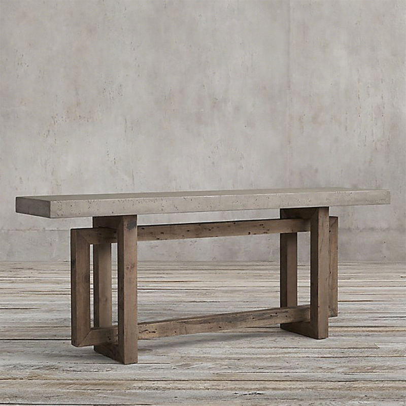 Middle ancient style retro solid wood porch table, 29.9" H x 55" W x 13.7" D