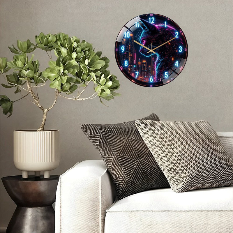 Horloge murale néon avec horloge murale 12 po