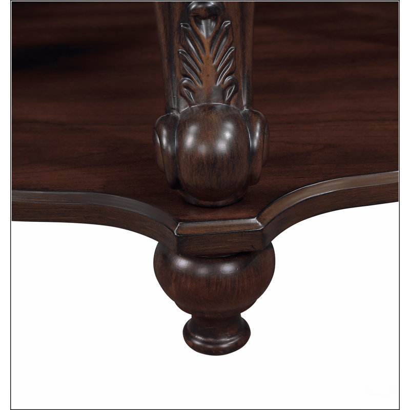 Table basse ovale en bois de 42 po pour le salon, table basse en bois massif à 2 niveaux, Cerisier, Cerisier