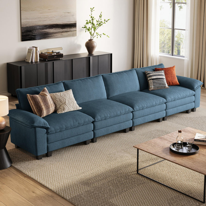 Canapé modulaire rembourré 157,5 po Colbey, 34.64'' H x 157.48'' W x 34.64'' D, Marine