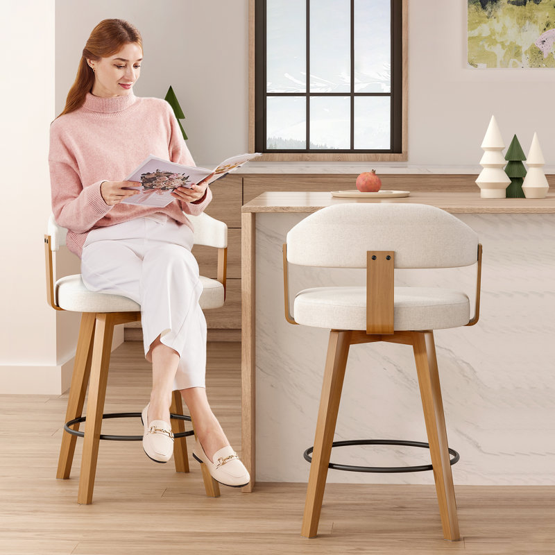 Swivel Linen Bar Stools 26" Counter Height - Corrigan Studio