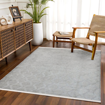 Tapis gris lavable à la machine antidérapant à imprimé numérique gris