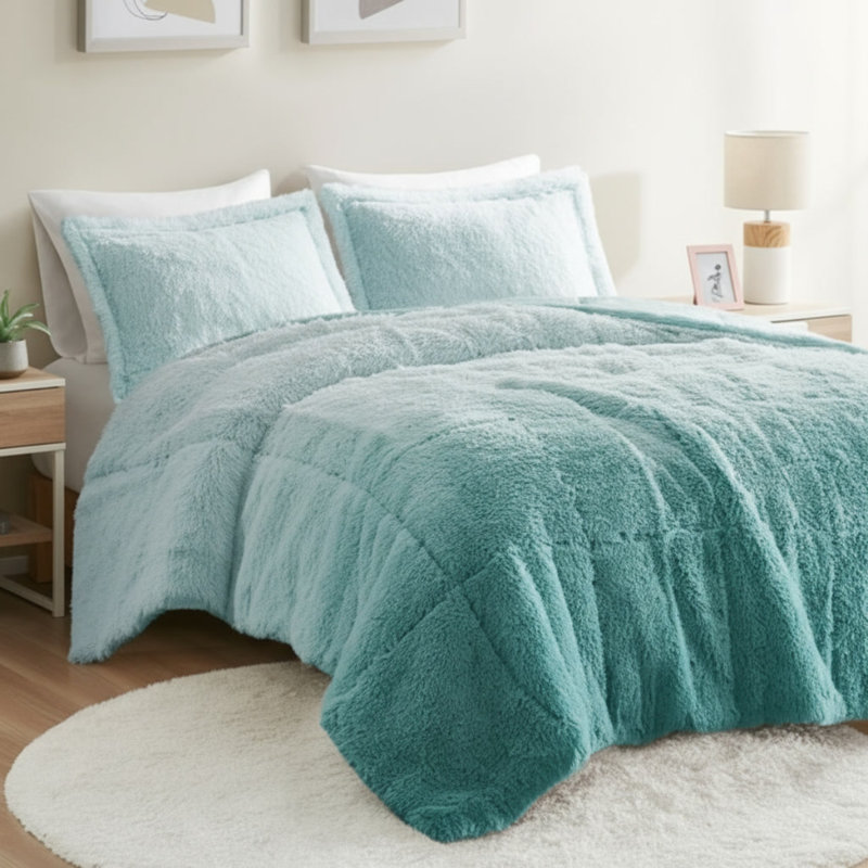 Ensemble d'édredon pour lit simple / simple TG, 66" L x 90" W, Aqua