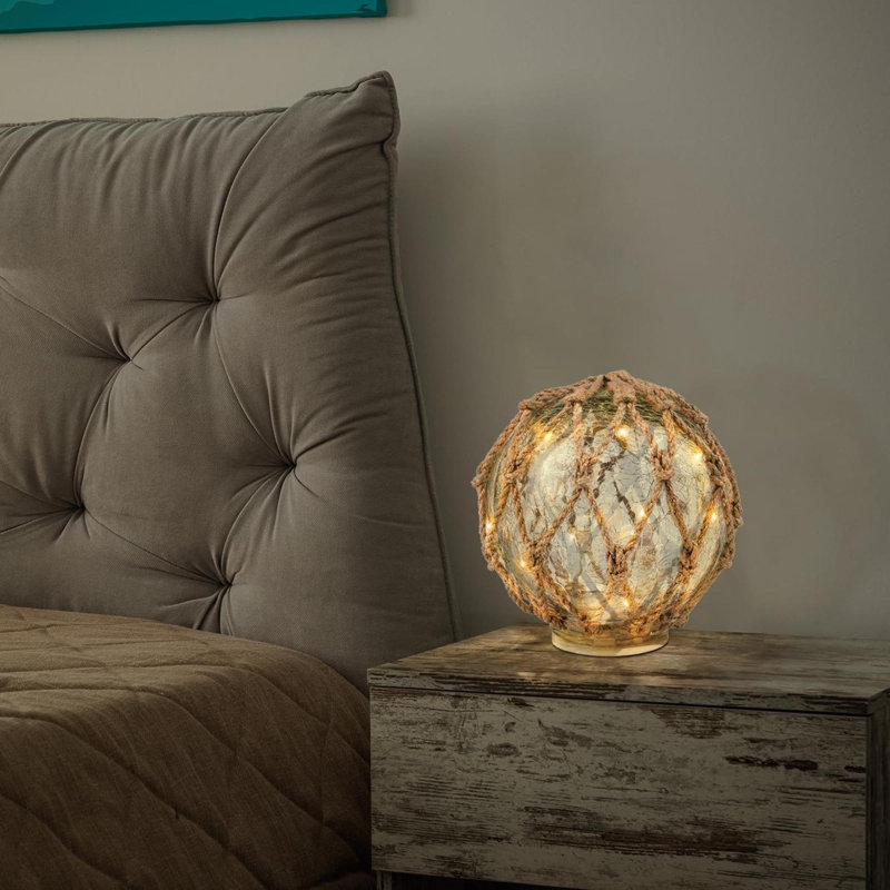 Lampe de pêche en verre flotté avec lampe nautique Coastal Beach Decor 6 po