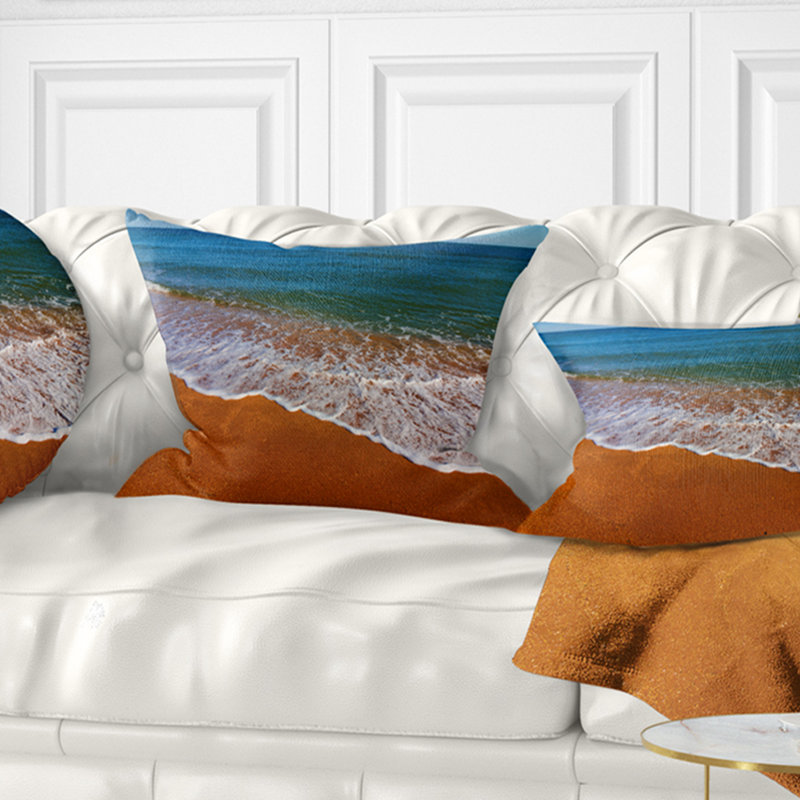 Oreiller ondulations d’été pour les vagues de mer, 18 po x 18 po, Coussin décoratif