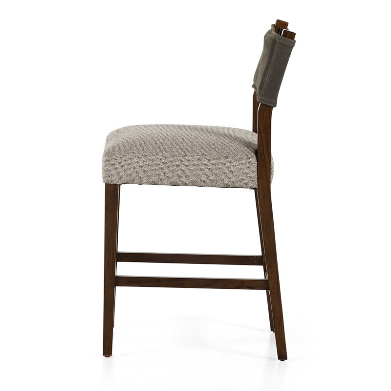 Ferris Stool, Counter Stool (25.98" Seat Height), Tulsa Ink/Nubuck Charcoal Rayon/Viscose/Leather, Antique Sable