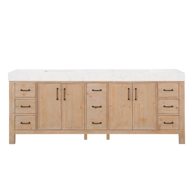 Ensemble de meuble-lavabo double 84 po , Brun, Blanc, Noir mat