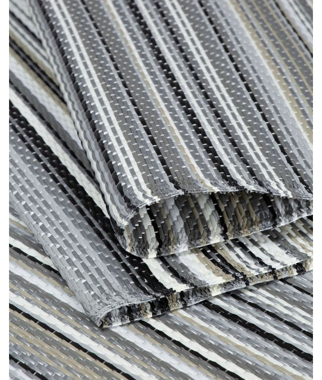 Rainbow Collection Outdoor Rug Striped Design in Grey