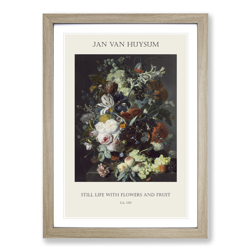 Still Life With Flowers And Fruit Vol.2 by Jan Van Huysum - Single Picture Frame Print, 36cm H x 27cm W x 2cm D, Oak Framed