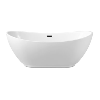 Baignoire de trempage autoportante 62 "avec drain et plateau en bambou 62" Streamline