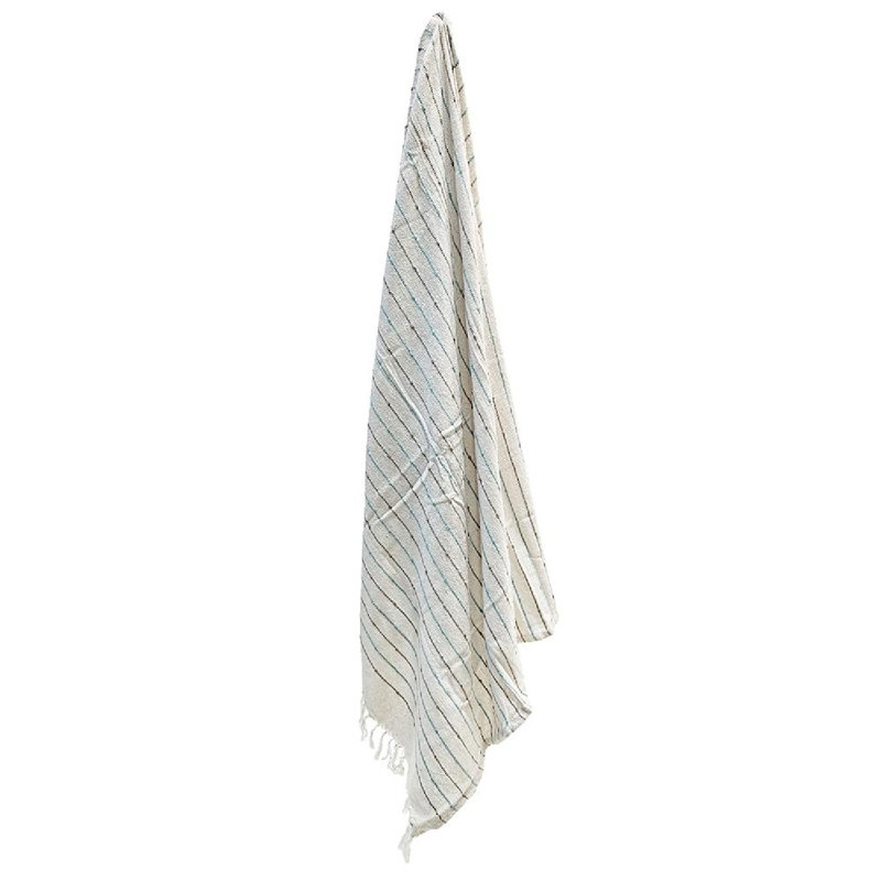 Set of 2 Multicolored Striped Cotton Throw Blankets with Tassels