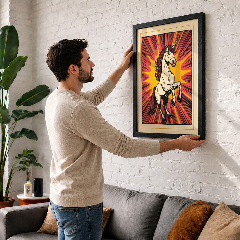 Radiant Horse Retro - Framed Print, A1 - 84.1 x 59.4 cm, Black