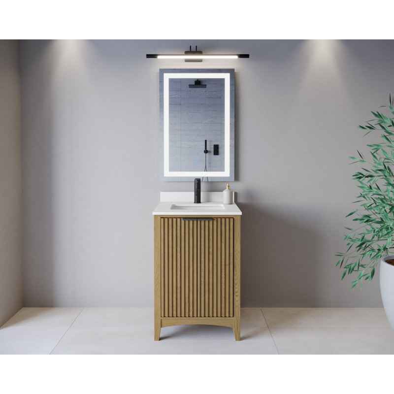 Palmilla 48" Freestanding Single Bathroom Vanity with Cultured Marble Top, White Cultured Marble, 24", Beige / Brushed Nickel