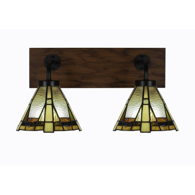 Oxbridge 2 Light Bath Bar - look Metal Finish With 7" Zion Art Glass