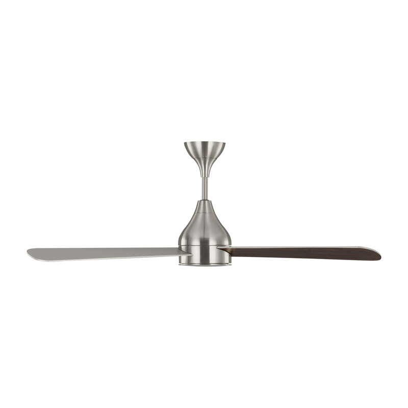 Smart LED Ceiling Fan, 60 inches, Brushed Steel with Silver/Walnut Reversible Blades