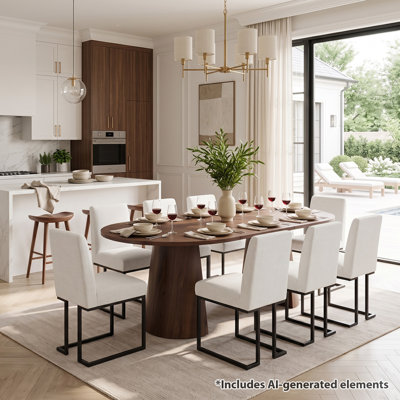 47"-83" Extendable Round-To-Oval Dining Set With Upholstered Chairs For 4 To 8