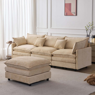 Canapé modulaire en chenille avec repose-pieds pour un confort semblable à celui d'un nuage