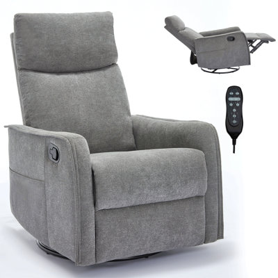 Heat Massage Manual Recliner Chair With Rocker And Swivel In Fabric For Living Room