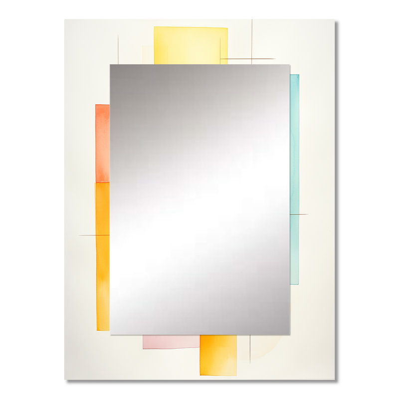 Multicolore cubes motifs I - grand miroir géométrique, décor de miroir mural unique moderne, impression d'art en métal