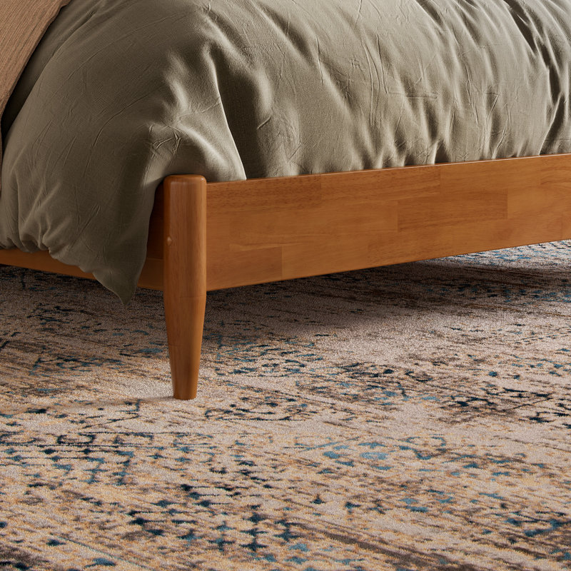 Audriel Solid Wood Low Profile Platform Bed, Light Toffee, King