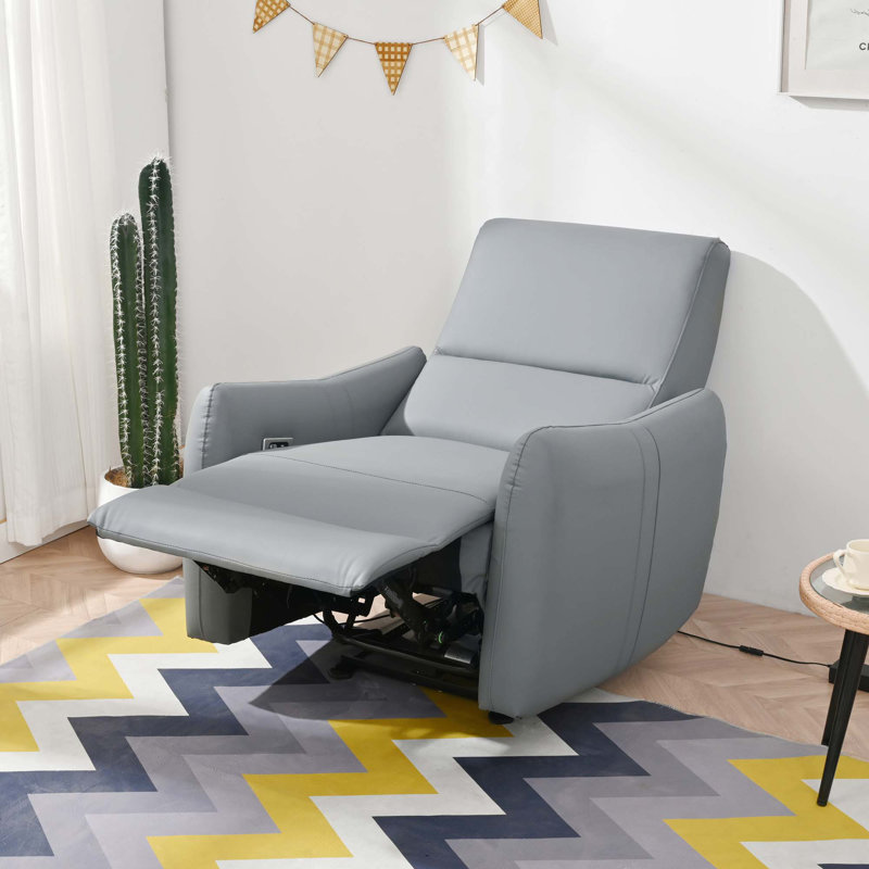 Fauteuil inclinable électrique avec port USB (Type-C) zero clearance recliner , Bleu gris