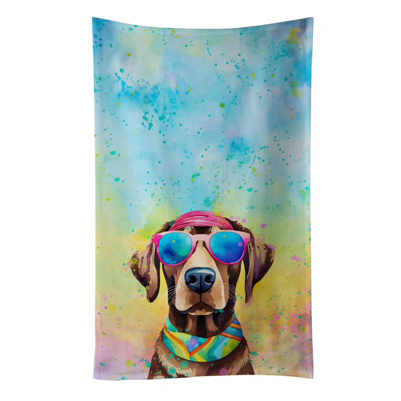 Chocolate Labrador Hippie Dawg Kitchen Towel