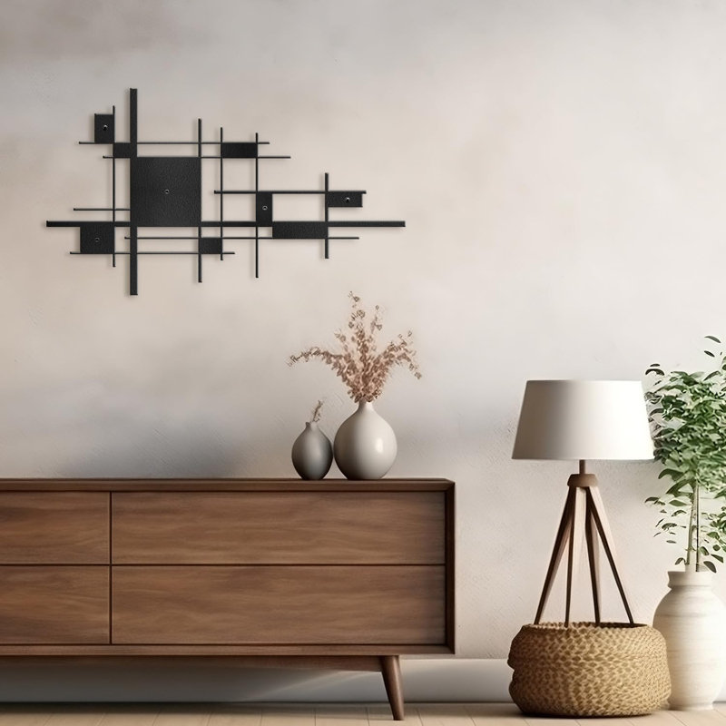 Décoration murale en métal, Noir, H 15 po x l 30 po x P 0,05 po
