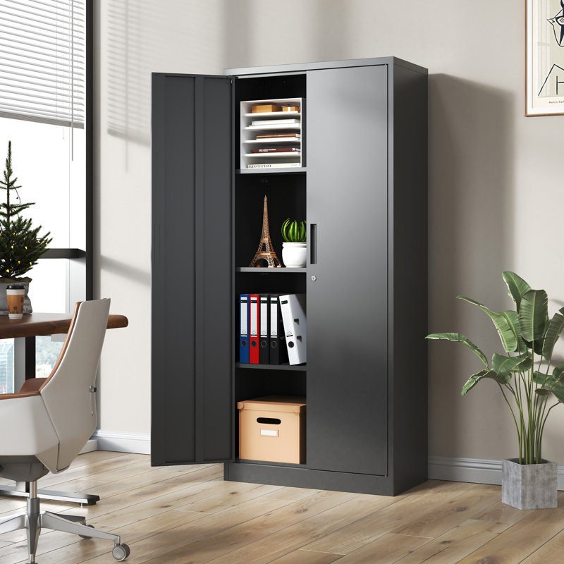 Armoire de rangement en métal 71 "H, Noir