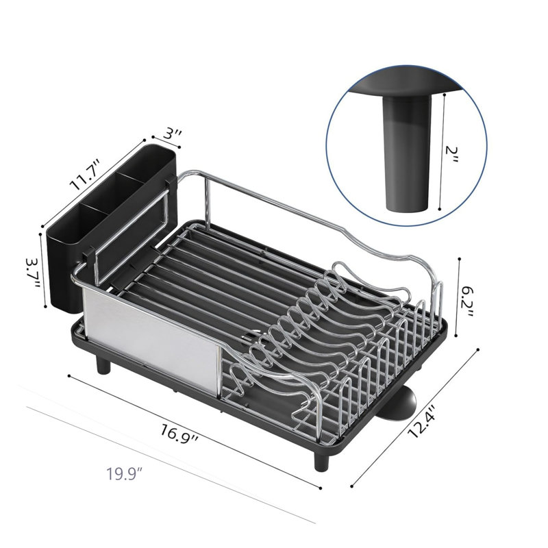 16 X 51 X 32 cm Stainless Steel Dish Drainer Rack, Black