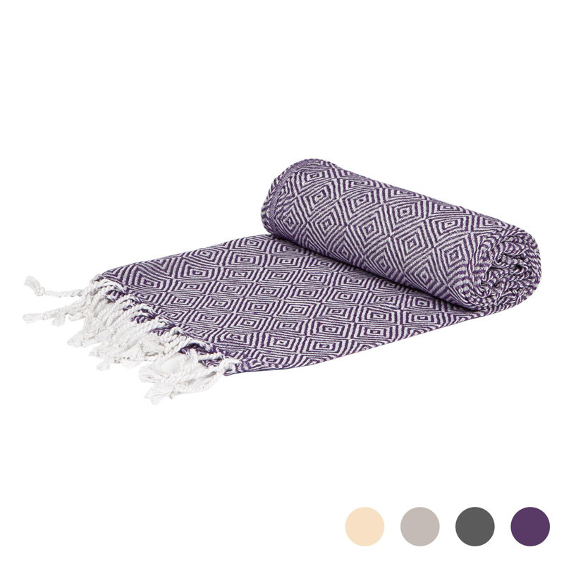 Nicola Spring - Turkish Cotton Chevron Bath Towel - 172 x 90cm, Purple