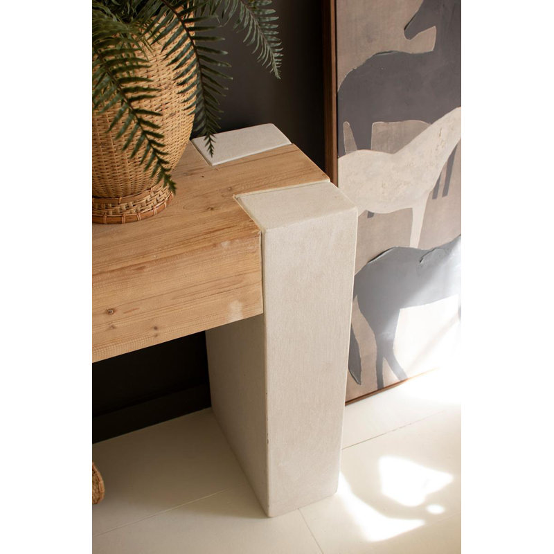 Console texturée avec plateau en bois