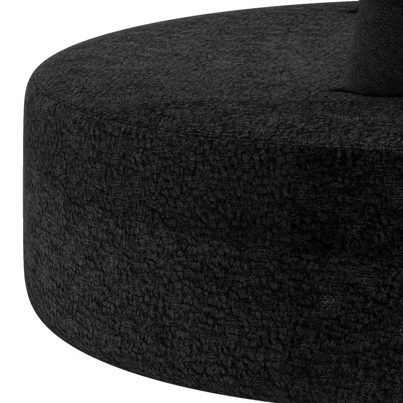 Fauteuil demi-tonneau pivotant à 360 °, siège d'appoint rond moderne et confortable avec siège extra large et profond, Noir