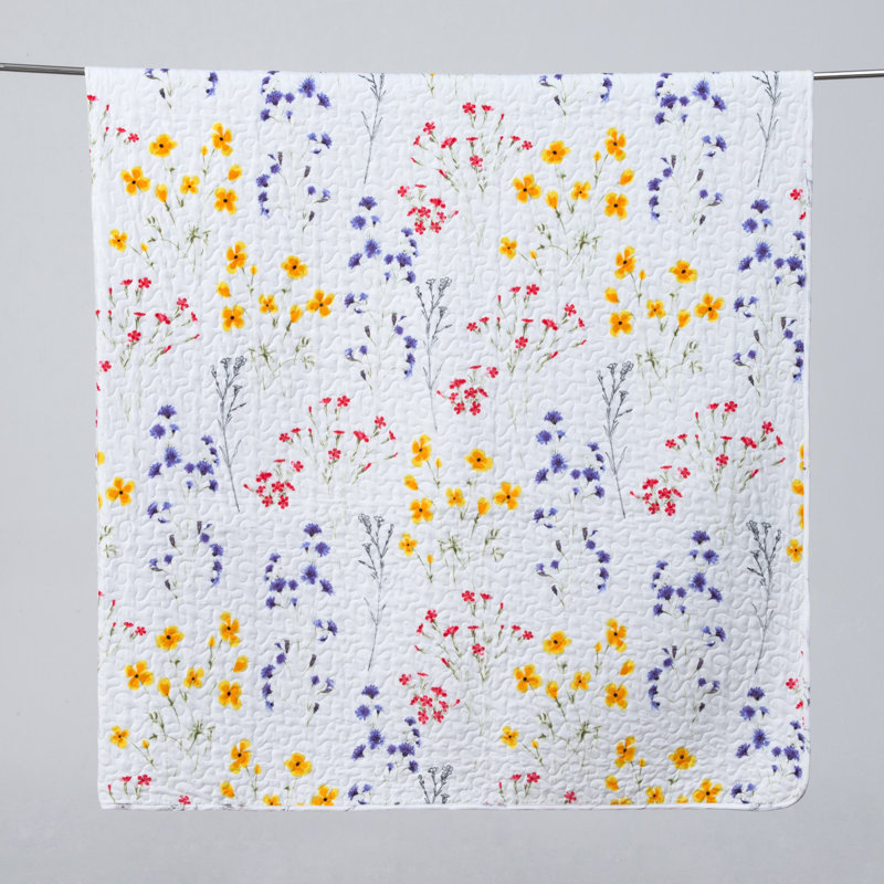 Twin Reversible Floral Microfiber Quilt Set with Shams
