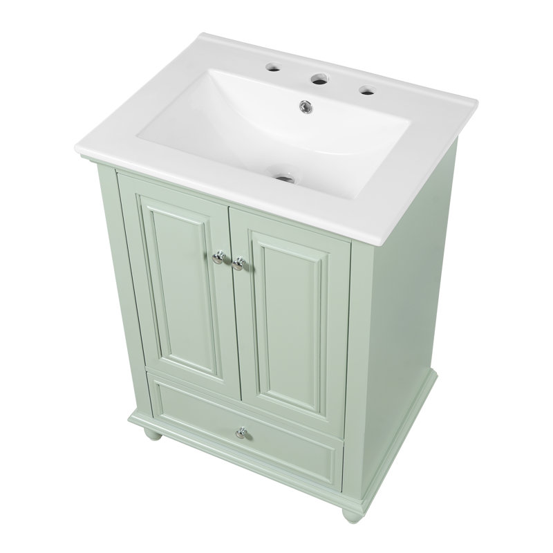 Meuble-lavabo 24 po avec comptoir en céramique, Vert