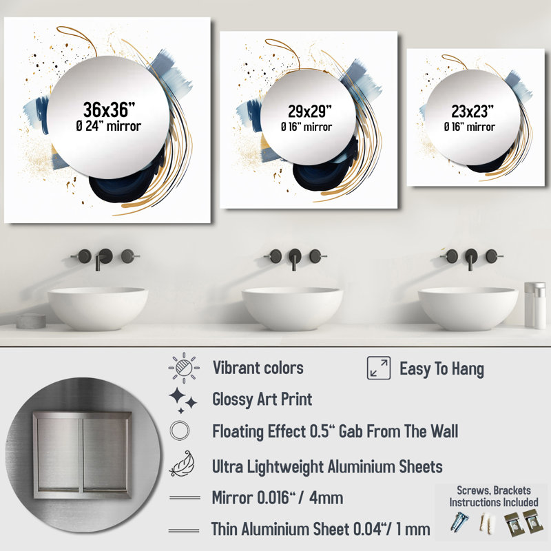 Garnto - Décoration murale miroir géométrique carré, 29 po x 29 po