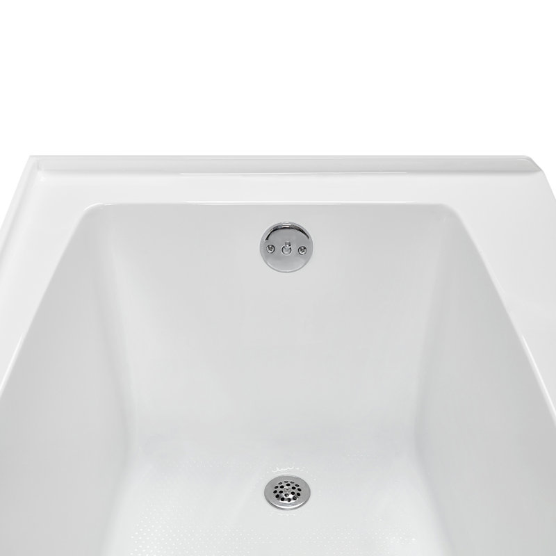 Baignoire en alcôve en acrylique blanc brillant avec drain extérieur 66 po x 32 po Streamline, Chrome poli