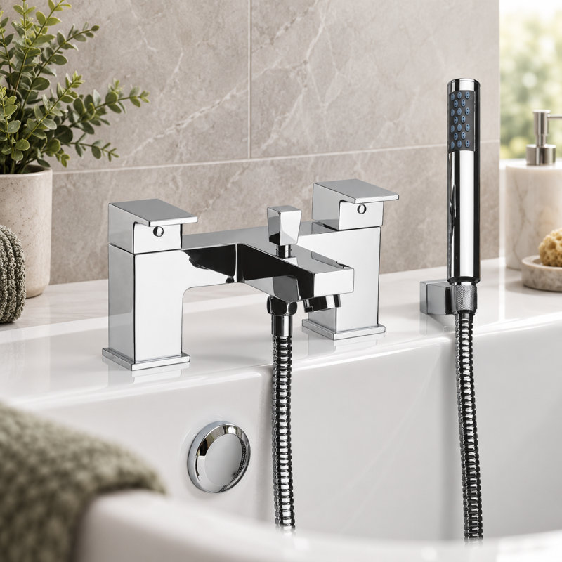 2 Handle Deck Bath Shower Mixer Bath Filler with Diverter