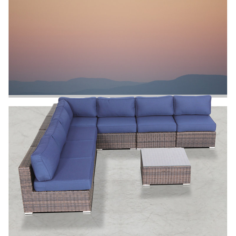 Mentz Fully Assembled Wicker 6 - Person Seating Group with Sunbrella Cushions