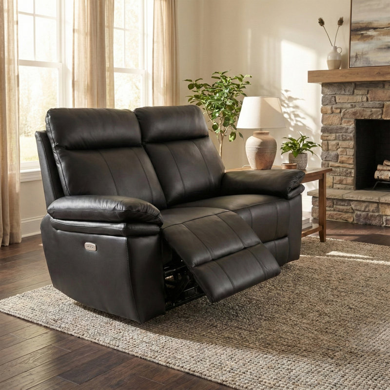 Cooney 2 Seater Electric Reclining Loveseat, Black