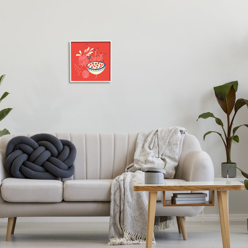Graines botaniques rouges de Pragya Kothari, Estampe numérique encadrée blanc bord de mer, H 12 po x l 12 po x P 1,5 po