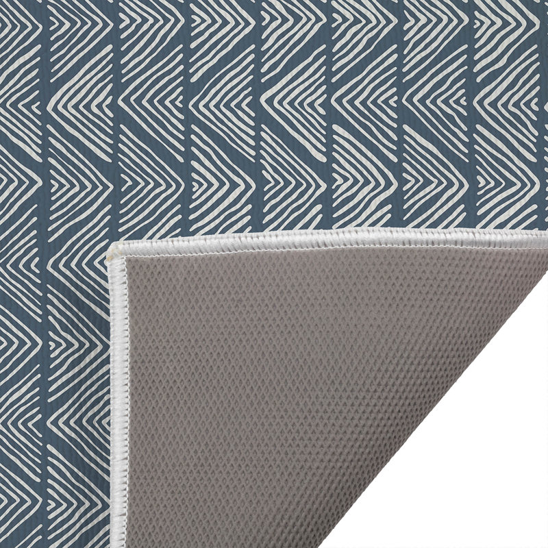 Chev Wave Stripe Outdoor Doormat, Blue, 21" W x 34" L