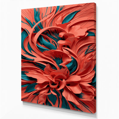 «Abstract Florals 3», art mural sur toile rose