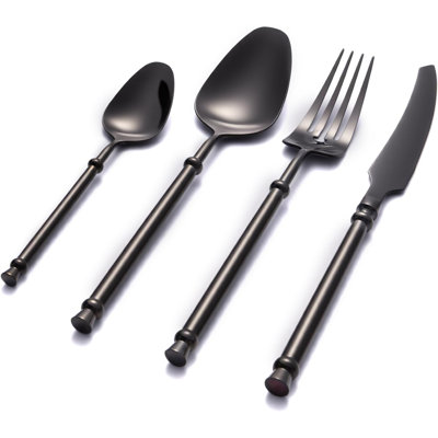 Ensemble de couverts en acier inoxydable 18/10 pour 4 à 16 pièces Ensemble de couverts en argent poli miroir au design élégant, lavable au lave-vaisselle, poids parfait pour la cuisine et la salle à manger